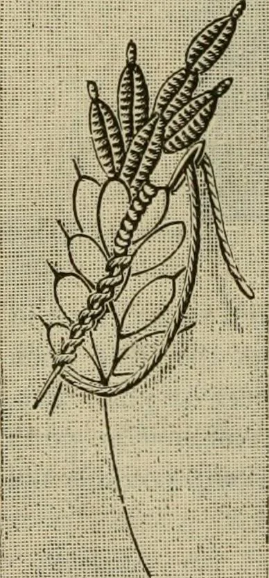 An illustration from Manual of needlework. Teaching how to do Kensington, applique, cretonne, roman, cross-stitch, outline and other embroideries .., 1883, leaf 19