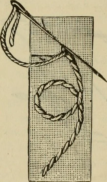 An illustration from Manual of needlework. Teaching how to do Kensington, applique, cretonne, roman, cross-stitch, outline and other embroideries .., 1883, leaf 23