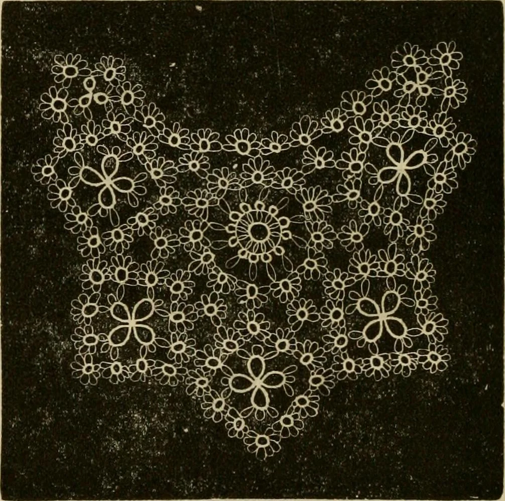 An illustration from Manual of needlework. Teaching how to do Kensington, applique, cretonne, roman, cross-stitch, outline and other embroideries .., 1883, leaf 61