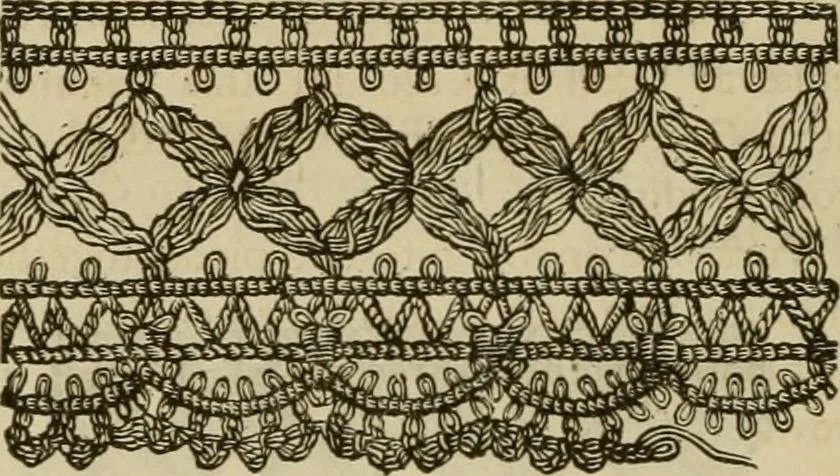An illustration from Manual of needlework. Teaching how to do Kensington, applique, cretonne, roman, cross-stitch, outline and other embroideries .., 1883, leaf 67