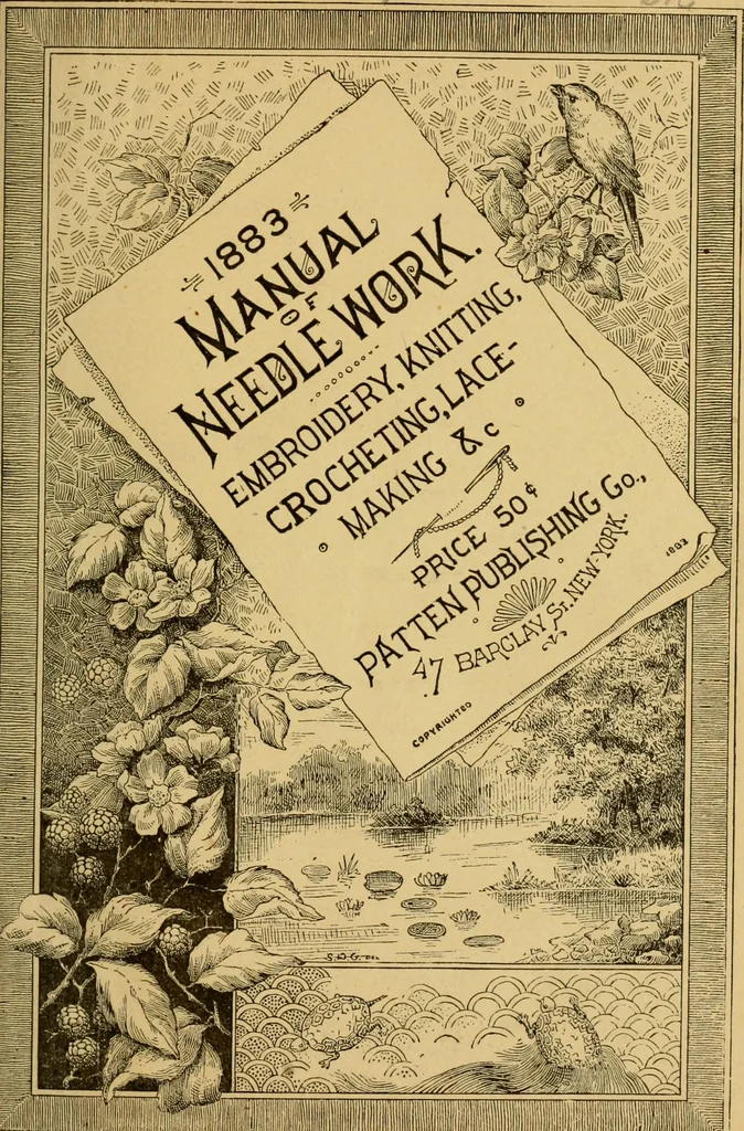 An illustration from Manual of needlework. Teaching how to do Kensington, applique, cretonne, roman, cross-stitch, outline and other embroideries .., 1883, leaf 8