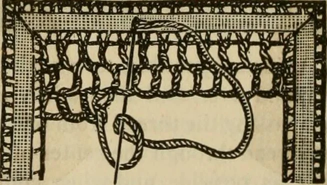 An illustration from Manual of needlework. Teaching how to do Kensington, applique, cretonne, roman, cross-stitch, outline and other embroideries .., 1883, leaf 85