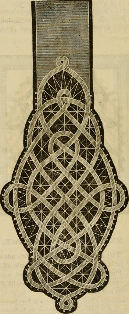 An illustration from Manual of needlework. Teaching how to do Kensington, applique, cretonne, roman, cross-stitch, outline and other embroideries .., 1883, leaf 89