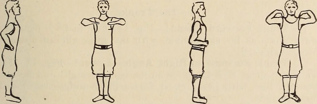 An illustration from Manual of physical training and games, 1916, leaf 16