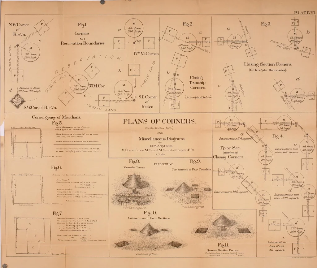 An illustration from Manual of surveying instructions for the survey of the public lands of the United States and private land claims, 1894, leaf 257