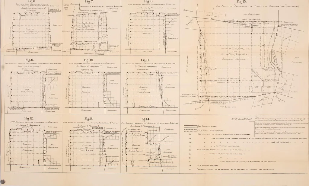 An illustration from Manual of surveying instructions for the survey of the public lands of the United States and private land claims, 1894, leaf 259