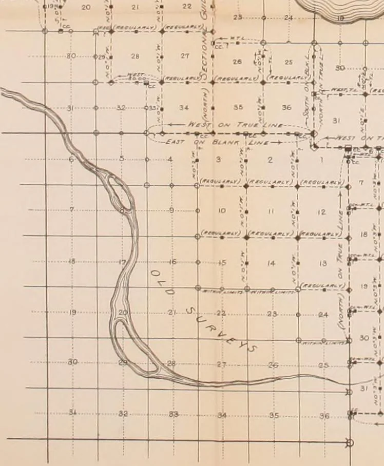 An illustration from Manual of surveying instructions for the survey of the public lands of the United States and private land claims, 1894, leaf 263