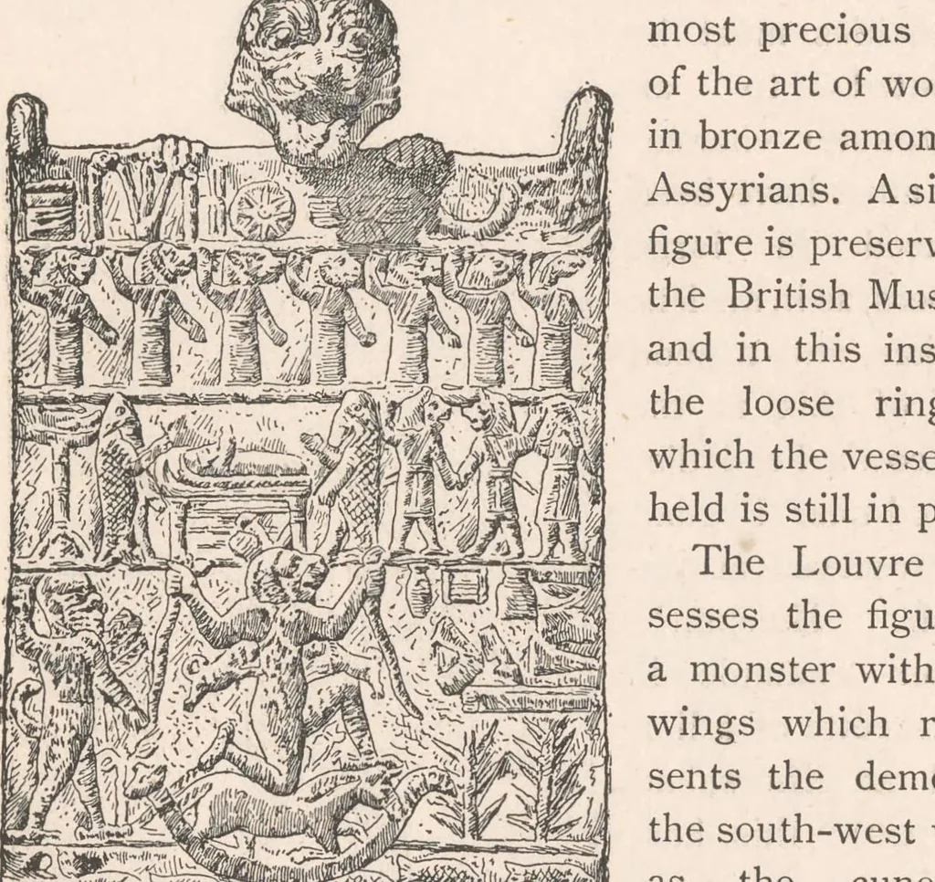 An illustration from Manual of oriental antiquities : including the architecture, sculpture, and industrial arts of Chaldæa, Assyria, Persia, Syria, Judæa, Phœnicia, and Carthage, 1906, leaf 156