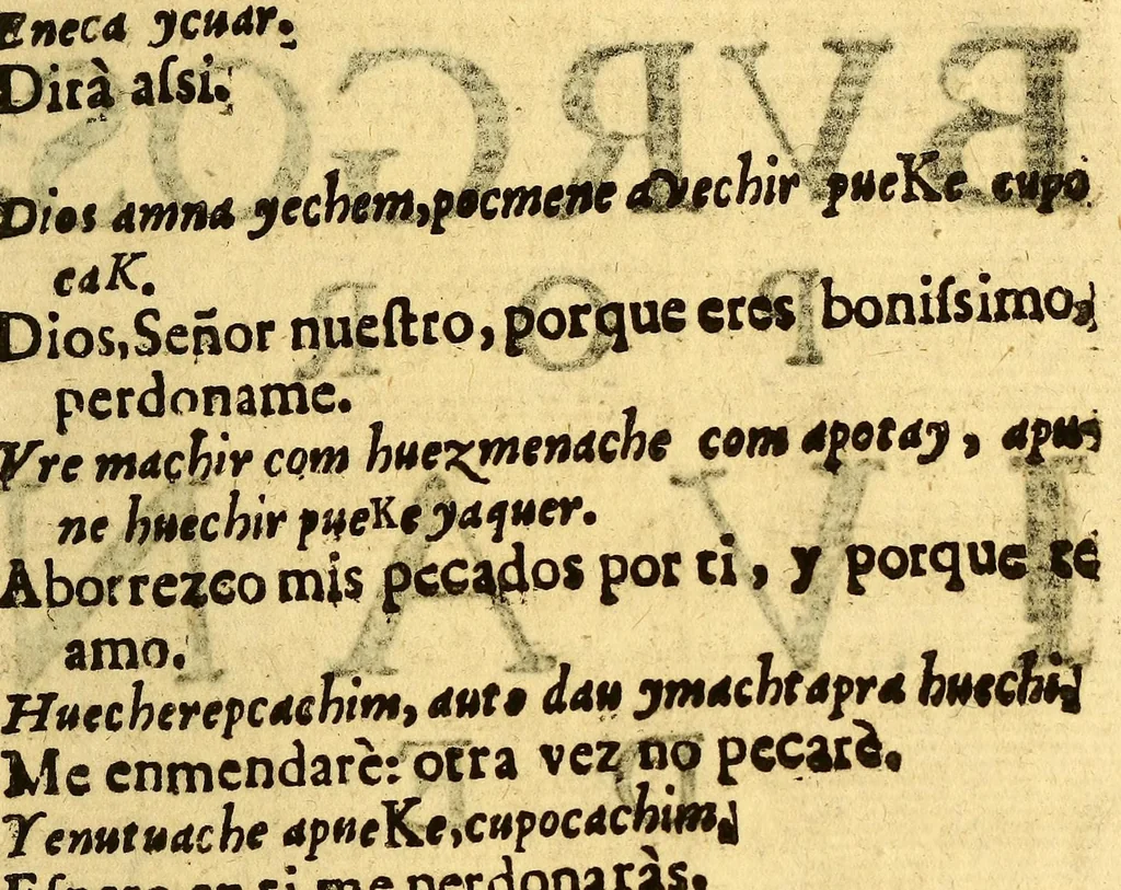 An illustration from Manual para catekizar, y administrar los santos sacramentos à los Indios que habitan la Prouincia de la Nueua Andaluzia, y Nueua Barcelona, y San Christoval de los Cumanagotos. ..., 1683, leaf 121