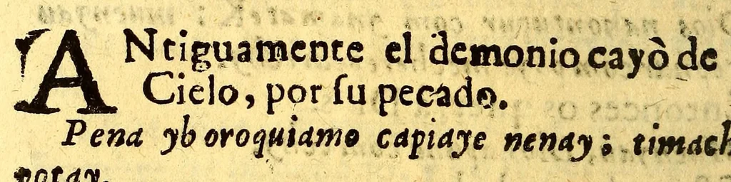 An illustration from Manual para catekizar, y administrar los santos sacramentos à los Indios que habitan la Prouincia de la Nueua Andaluzia, y Nueua Barcelona, y San Christoval de los Cumanagotos. ..., 1683, leaf 28