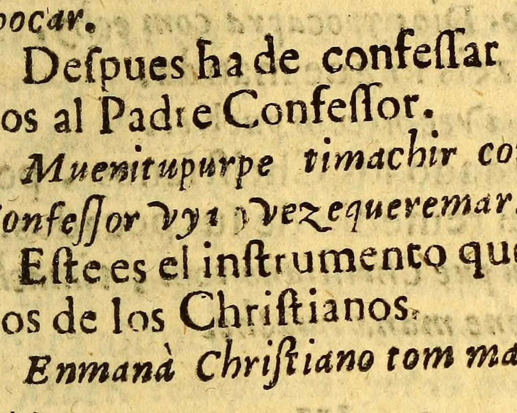 An illustration from Manual para catekizar, y administrar los santos sacramentos à los Indios que habitan la Prouincia de la Nueua Andaluzia, y Nueua Barcelona, y San Christoval de los Cumanagotos. ..., 1683, leaf 61
