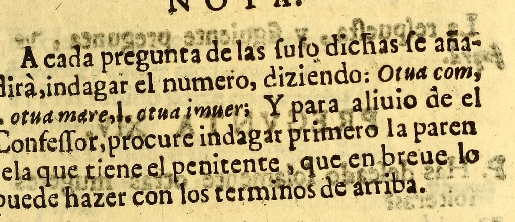 An illustration from Manual para catekizar, y administrar los santos sacramentos à los Indios que habitan la Prouincia de la Nueua Andaluzia, y Nueua Barcelona, y San Christoval de los Cumanagotos. ..., 1683, leaf 95