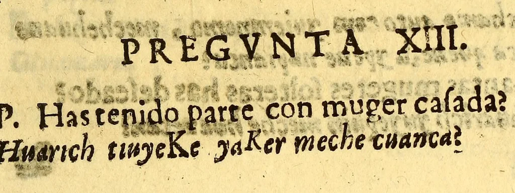 An illustration from Manual para catekizar, y administrar los santos sacramentos à los Indios que habitan la Prouincia de la Nueua Andaluzia, y Nueua Barcelona, y San Christoval de los Cumanagotos. ..., 1683, leaf 95