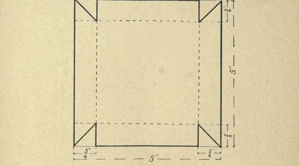 An illustration from Manual training: cardboard construction, 1907, leaf 56