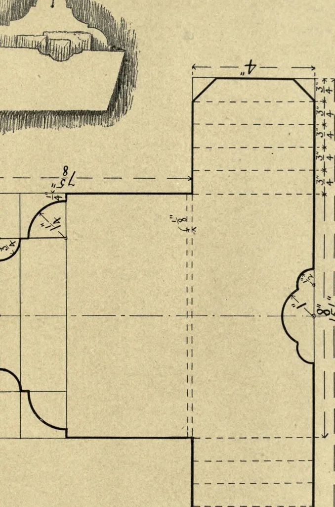 An illustration from Manual training: cardboard construction, 1907, leaf 75