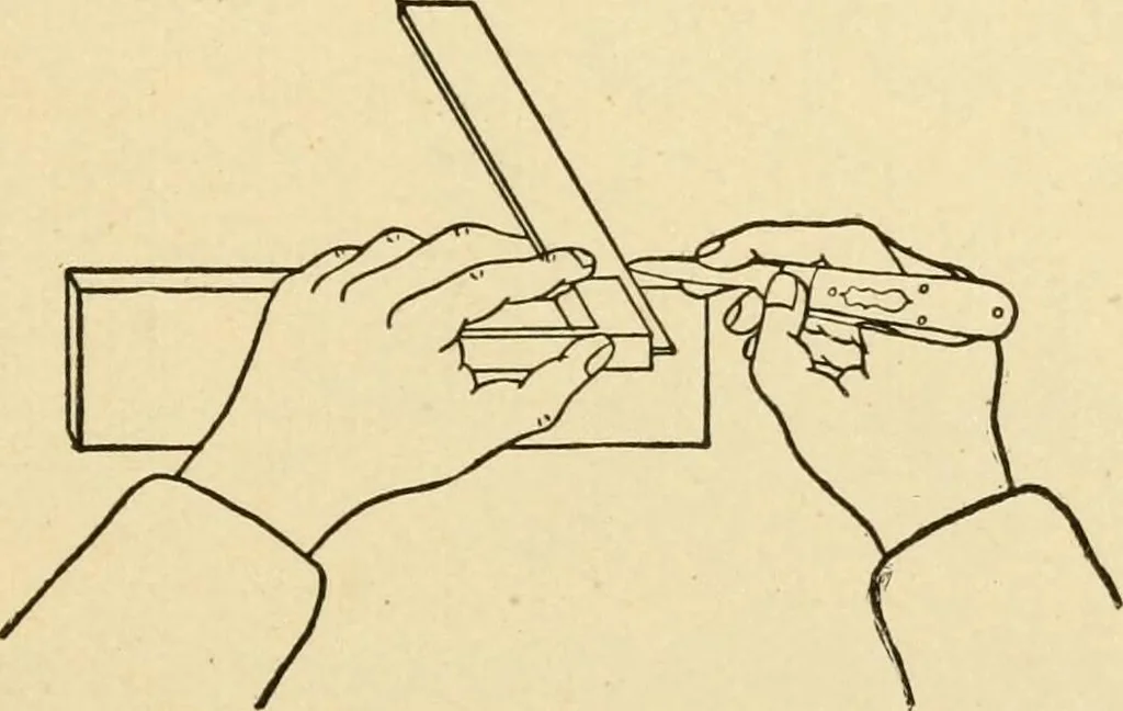 An illustration from Manual training. Elementary woodwork;, 1893, leaf 38