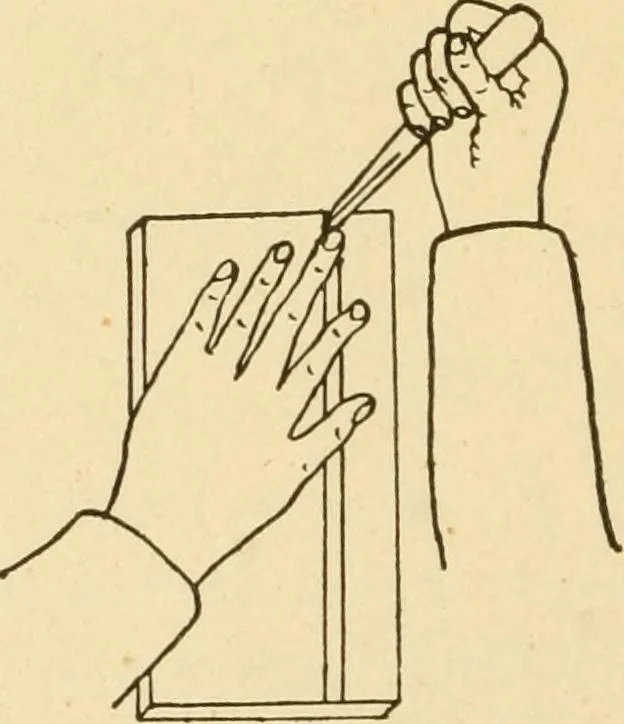 An illustration from Manual training. Elementary woodwork;, 1893, leaf 43