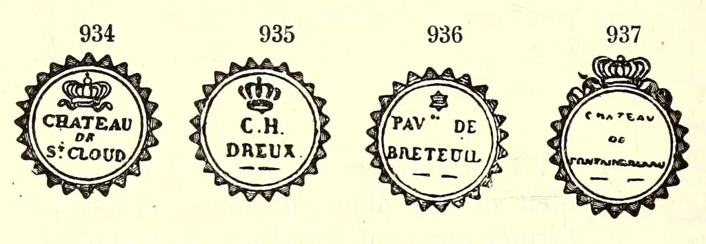 An illustration from Manuel de l'amateur de porcelaines, manufactures françaises, suivi du Repertoire, alphabétique et systématique de toutes les marques connues, 1922, leaf 104