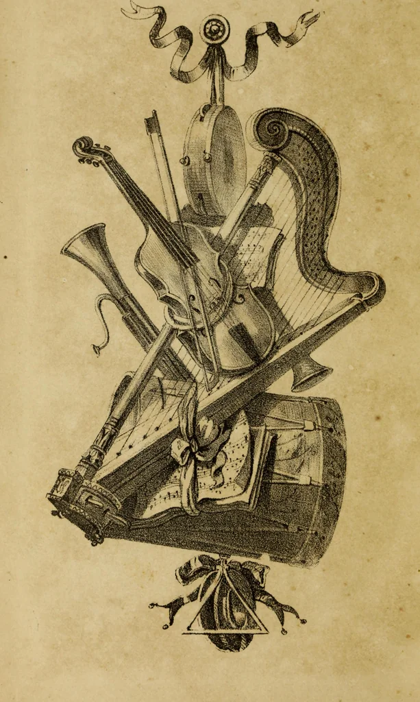 An illustration from Manuel général de l'ornement décoratif : étude encyclopédique sur le gout appliqué aux embellissements extérieurs et intérieurs aux tentures, a l'ameublement, aux vases, au costume, a la composition des jardins, etc., 1862, leaf 83