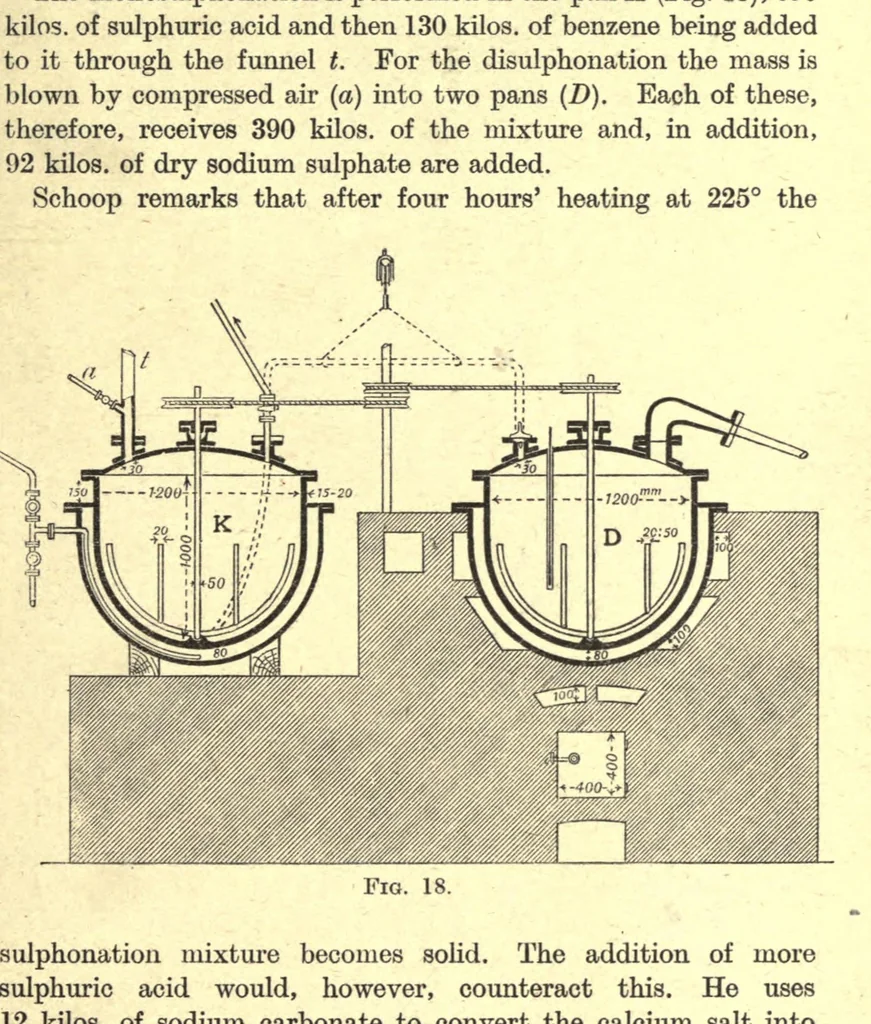 An illustration from The manufacture of intermediate products for dyes, 1919, leaf 151