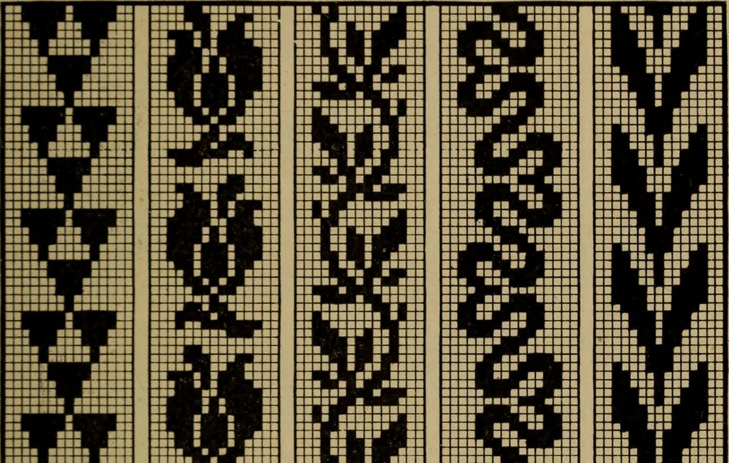 An illustration from Manufacture of narrow woven fabrics, ribbons, trimmings, edgings, etc., giving description of the various yarns used. The construction of weaves and novelties in fabric structures, also descriptive matter as to looms, etc, 1917, leaf 160