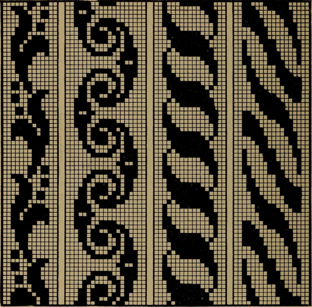 An illustration from Manufacture of narrow woven fabrics, ribbons, trimmings, edgings, etc., giving description of the various yarns used. The construction of weaves and novelties in fabric structures, also descriptive matter as to looms, etc, 1917, leaf 161