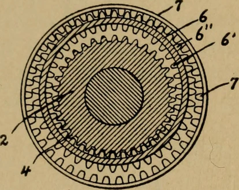 An illustration from Manufacture of narrow woven fabrics, ribbons, trimmings, edgings, etc., giving description of the various yarns used. The construction of weaves and novelties in fabric structures, also descriptive matter as to looms, etc, 1917, leaf 192