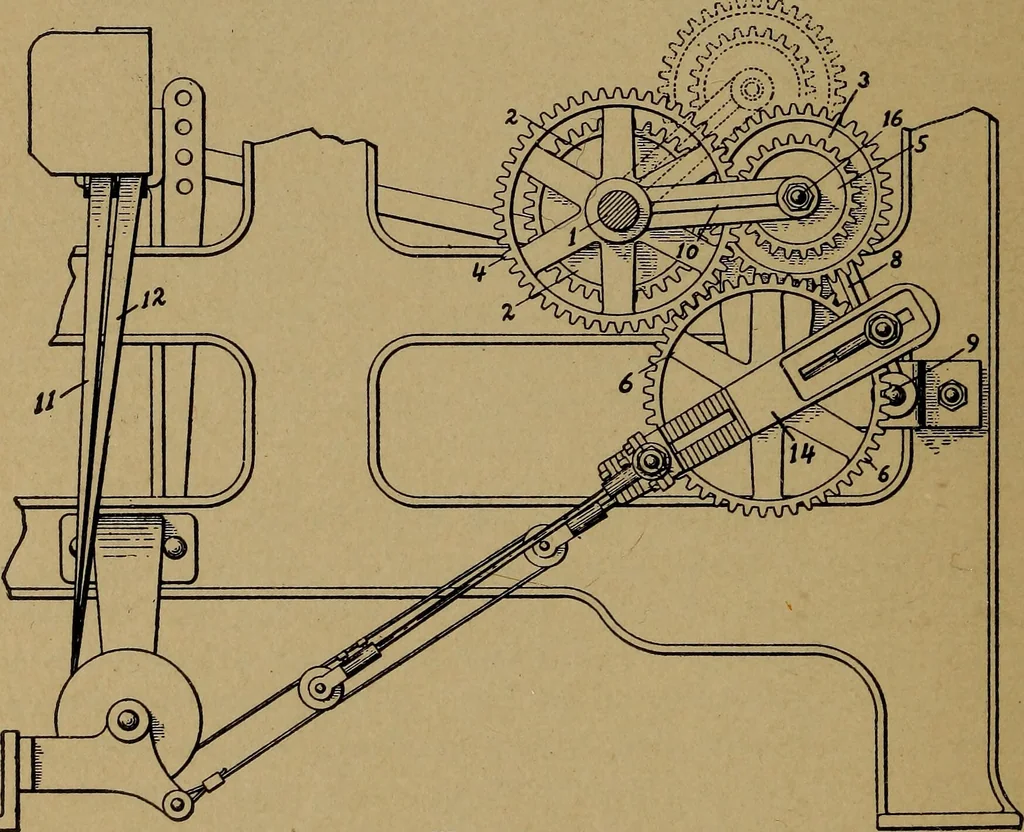 An illustration from Manufacture of narrow woven fabrics, ribbons, trimmings, edgings, etc., giving description of the various yarns used. The construction of weaves and novelties in fabric structures, also descriptive matter as to looms, etc, 1917, leaf 193