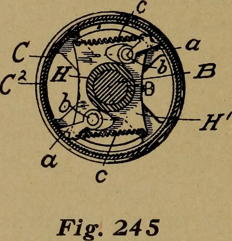 An illustration from Manufacture of narrow woven fabrics, ribbons, trimmings, edgings, etc., giving description of the various yarns used. The construction of weaves and novelties in fabric structures, also descriptive matter as to looms, etc, 1917, leaf 209