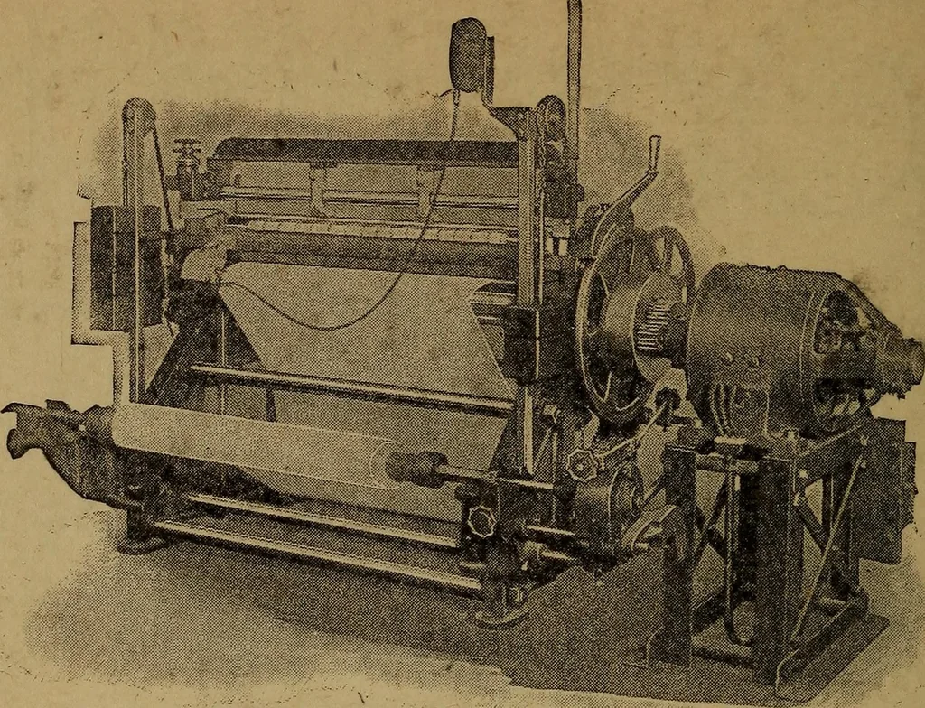 An illustration from Manufacture of narrow woven fabrics, ribbons, trimmings, edgings, etc., giving description of the various yarns used. The construction of weaves and novelties in fabric structures, also descriptive matter as to looms, etc, 1917, leaf 241