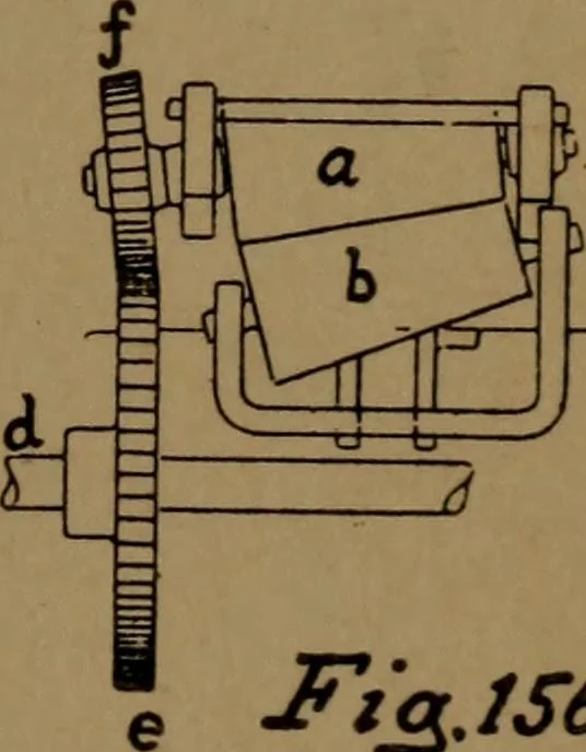 An illustration from Manufacture of narrow woven fabrics, ribbons, trimmings, edgings, etc., giving description of the various yarns used. The construction of weaves and novelties in fabric structures, also descriptive matter as to looms, etc, 1917, leaf 120