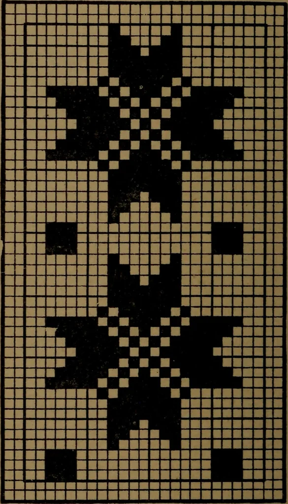 An illustration from Manufacture of narrow woven fabrics, ribbons, trimmings, edgings, etc., giving description of the various yarns used. The construction of weaves and novelties in fabric structures, also descriptive matter as to looms, etc, 1917, leaf 133