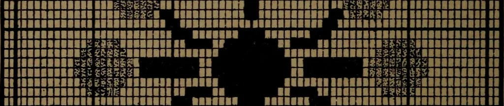 An illustration from Manufacture of narrow woven fabrics, ribbons, trimmings, edgings, etc., giving description of the various yarns used. The construction of weaves and novelties in fabric structures, also descriptive matter as to looms, etc, 1917, leaf 141
