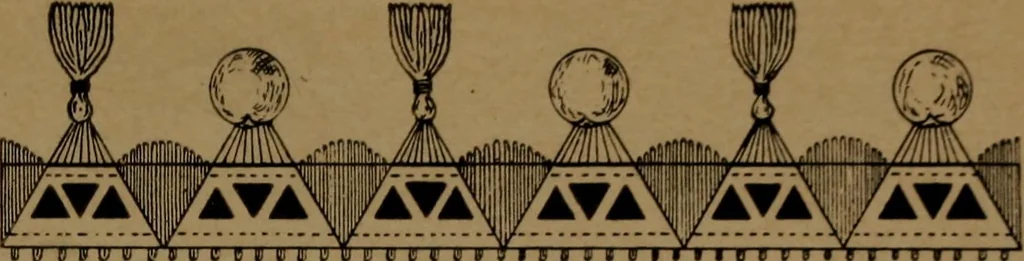 An illustration from Manufacture of narrow woven fabrics, ribbons, trimmings, edgings, etc., giving description of the various yarns used. The construction of weaves and novelties in fabric structures, also descriptive matter as to looms, etc, 1917, leaf 148