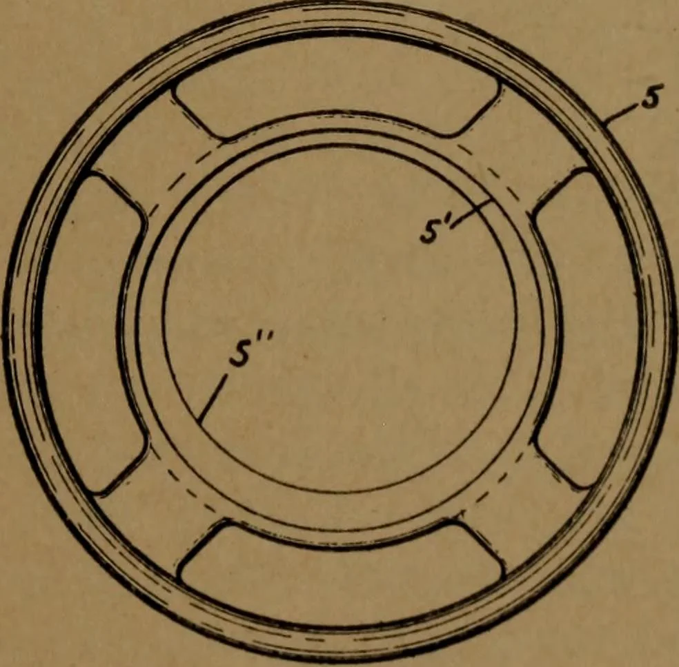 An illustration from Manufacture of narrow woven fabrics, ribbons, trimmings, edgings, etc., giving description of the various yarns used. The construction of weaves and novelties in fabric structures, also descriptive matter as to looms, etc, 1917, leaf 186