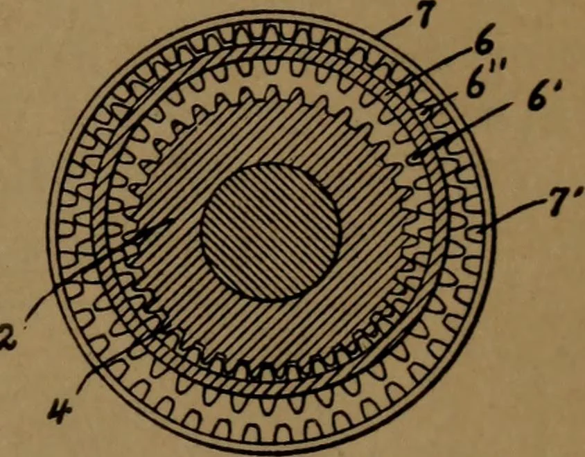An illustration from Manufacture of narrow woven fabrics, ribbons, trimmings, edgings, etc., giving description of the various yarns used. The construction of weaves and novelties in fabric structures, also descriptive matter as to looms, etc, 1917, leaf 188