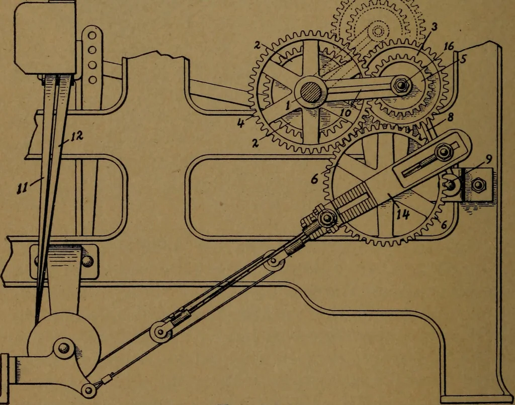 An illustration from Manufacture of narrow woven fabrics, ribbons, trimmings, edgings, etc., giving description of the various yarns used. The construction of weaves and novelties in fabric structures, also descriptive matter as to looms, etc, 1917, leaf 189