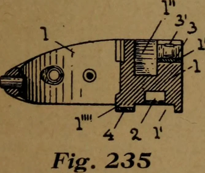 An illustration from Manufacture of narrow woven fabrics, ribbons, trimmings, edgings, etc., giving description of the various yarns used. The construction of weaves and novelties in fabric structures, also descriptive matter as to looms, etc, 1917, leaf 192