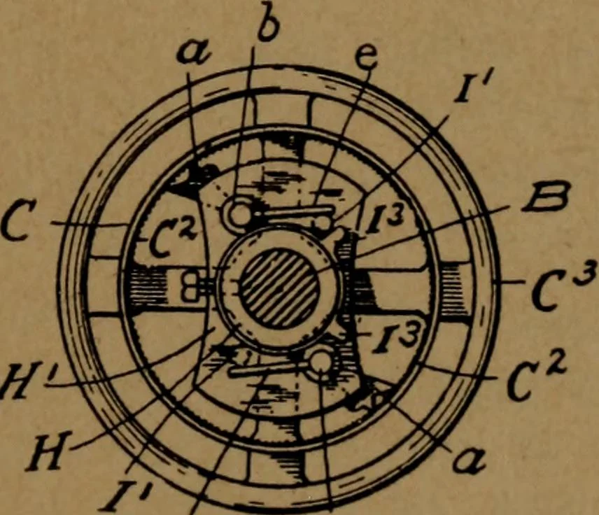 An illustration from Manufacture of narrow woven fabrics, ribbons, trimmings, edgings, etc., giving description of the various yarns used. The construction of weaves and novelties in fabric structures, also descriptive matter as to looms, etc, 1917, leaf 204