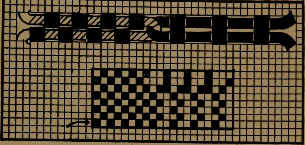 An illustration from Manufacture of narrow woven fabrics, ribbons, trimmings, edgings, etc., giving description of the various yarns used. The construction of weaves and novelties in fabric structures, also descriptive matter as to looms, etc, 1917, leaf 98