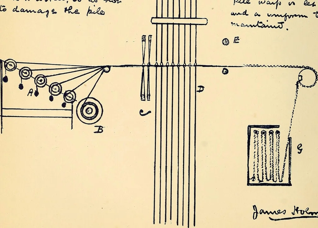 An illustration from Manuscript notes on weaving, 1900, leaf 125