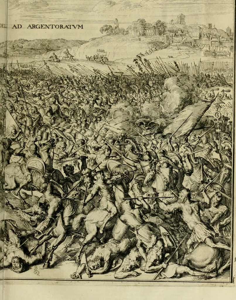 An illustration from Ammiani Marcellini Rerum gestarum qui de XXXI supersunt, libri XVIII, 1693, leaf 168