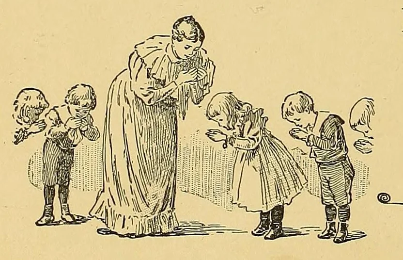 An illustration from Marching plays. Designed for little children at home, 1896, leaf 28