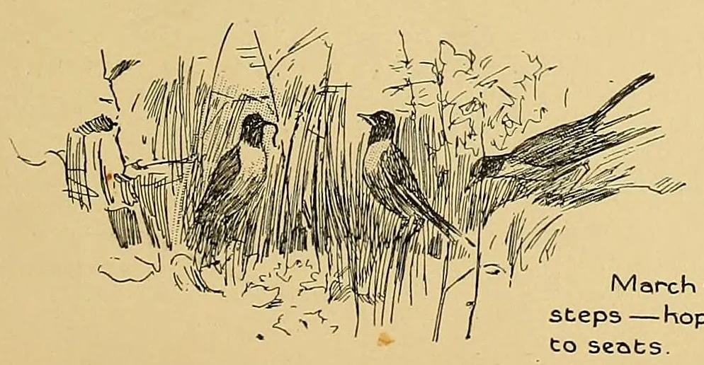 An illustration from Marching plays. Designed for little children at home, 1896, leaf 77