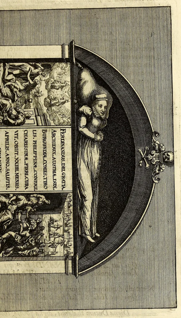 An illustration from Marci Velseri, Matthaei F. Ant. N. Reip. Augustanae quondam duumviri, Opera historica et philologica, sacra et profana. : In quibus historia boica, res Augustinae, conversio & passio SS. martyrum, Afrae, Hilariae, Dignae, Eunomiae, Eutropiae, vitae S. Udalrici, & S. Severini, narratio eorum, quae contigerunt Apollonio Tyrio, tabulae Peutingerianae integrae, epistolae ad viros illustres Latinae Italicaeque, & proteus satyra continentur., 1682, leaf 37