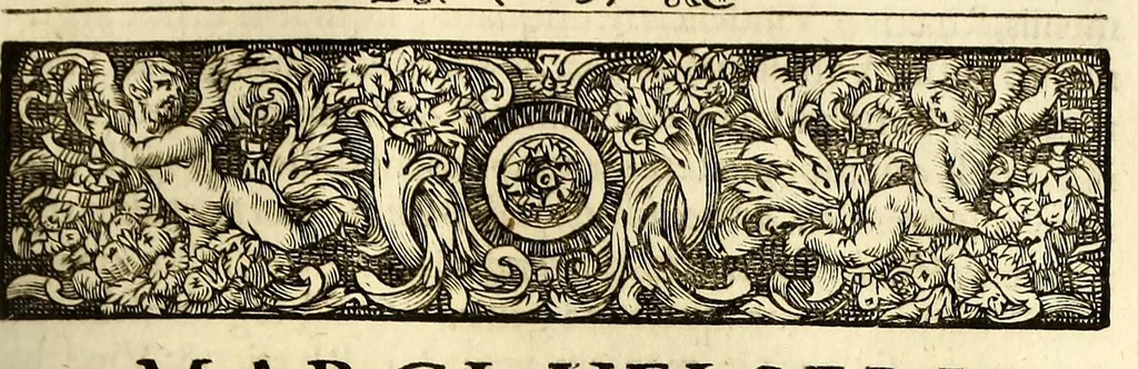 An illustration from Marci Velseri, Matthaei F. Ant. N. Reip. Augustanae quondam duumviri, Opera historica et philologica, sacra et profana. : In quibus historia boica, res Augustinae, conversio & passio SS. martyrum, Afrae, Hilariae, Dignae, Eunomiae, Eutropiae, vitae S. Udalrici, & S. Severini, narratio eorum, quae contigerunt Apollonio Tyrio, tabulae Peutingerianae integrae, epistolae ad viros illustres Latinae Italicaeque, & proteus satyra continentur., 1682, leaf 421