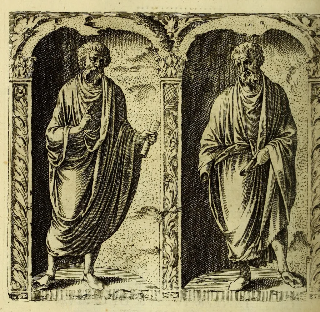 An illustration from Marci Velseri, Matthaei F. Ant. N. Reip. Augustanae quondam duumviri, Opera historica et philologica, sacra et profana. : In quibus historia boica, res Augustinae, conversio & passio SS. martyrum, Afrae, Hilariae, Dignae, Eunomiae, Eutropiae, vitae S. Udalrici, & S. Severini, narratio eorum, quae contigerunt Apollonio Tyrio, tabulae Peutingerianae integrae, epistolae ad viros illustres Latinae Italicaeque, & proteus satyra continentur., 1682, leaf 514