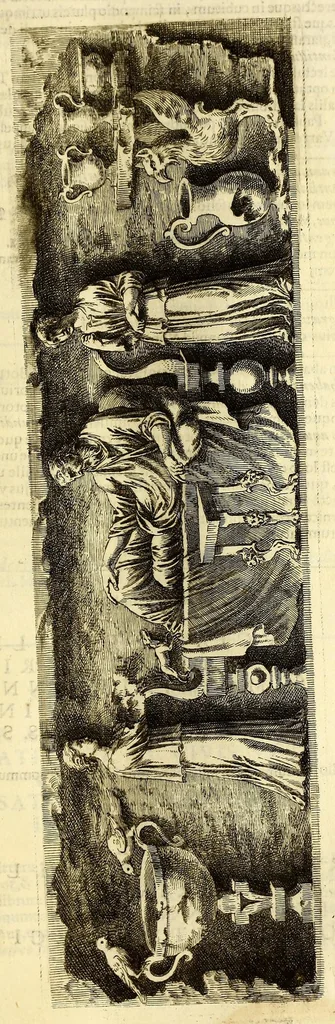 An illustration from Marci Velseri, Matthaei F. Ant. N. Reip. Augustanae quondam duumviri, Opera historica et philologica, sacra et profana. : In quibus historia boica, res Augustinae, conversio & passio SS. martyrum, Afrae, Hilariae, Dignae, Eunomiae, Eutropiae, vitae S. Udalrici, & S. Severini, narratio eorum, quae contigerunt Apollonio Tyrio, tabulae Peutingerianae integrae, epistolae ad viros illustres Latinae Italicaeque, & proteus satyra continentur., 1682, leaf 551