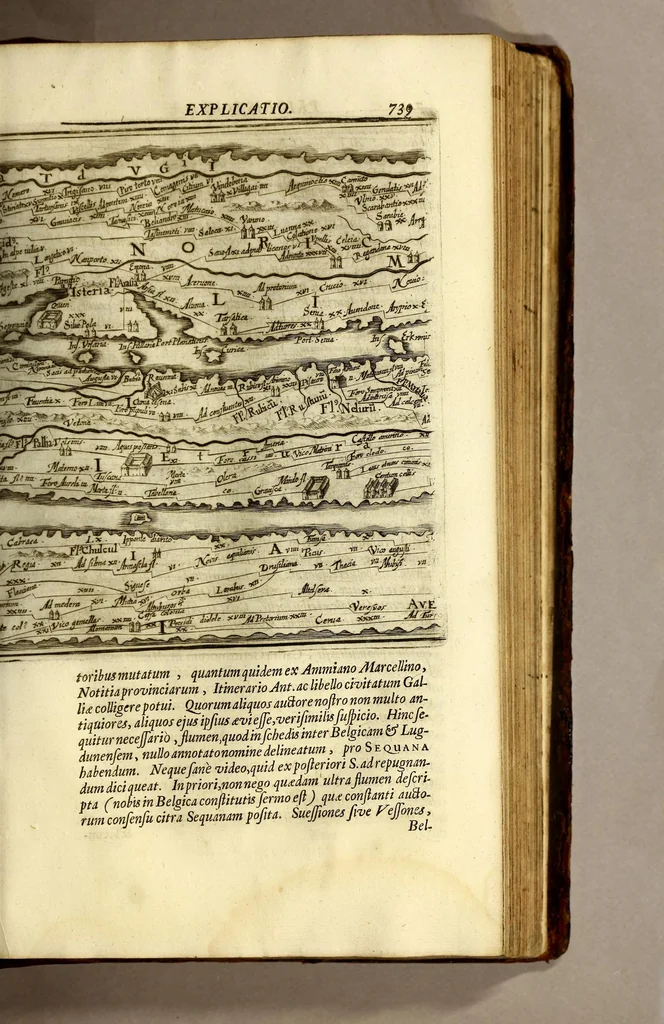 An illustration from Marci Velseri, Matthaei F. Ant. N. Reip. Augustanae quondam duumviri, Opera historica et philologica, sacra et profana. : In quibus historia boica, res Augustinae, conversio & passio SS. martyrum, Afrae, Hilariae, Dignae, Eunomiae, Eutropiae, vitae S. Udalrici, & S. Severini, narratio eorum, quae contigerunt Apollonio Tyrio, tabulae Peutingerianae integrae, epistolae ad viros illustres Latinae Italicaeque, & proteus satyra continentur., 1682, leaf 877