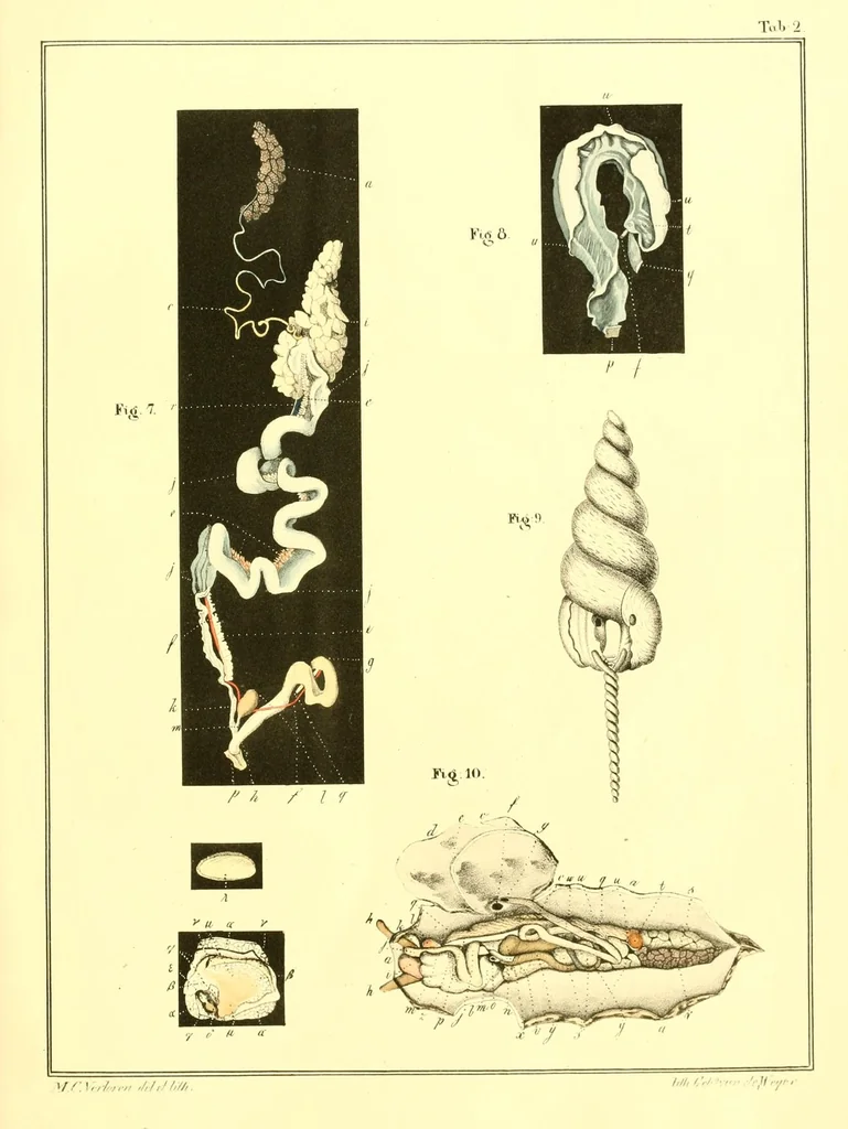 An illustration from Margareti Cornelii Verloren, Rheno-Trajectini : Responsio ad quaestionem zoölogicam, ab ordine nobilissimo disciplinarum mathematicarum et physicarum in Academia Lugduno-Batava A. MDCCCXXXVI propositam, 1837, leaf 69